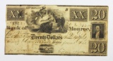 1861 $20 BANK OF MONROE MICHIGAN