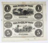 1858 RARE UNLISTED SHEET $1 AND $5