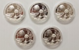 LOT OF 5 2016 CHINA MOON FESTIVAL SILVER 1 OUNCE