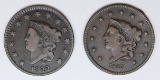2 MATRON HEAD LARGE CENTS 1822 AND 1835