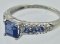 10K YELLOW & WHITE GOLD RING WITH BLUE STONES