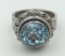 STERLING SILVER RING WITH BLUE STONE