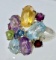 STERLING SILVER RING WITH MULTI  COLOR STONES