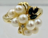 14K YELLOW GOLD RING WITH CULTURED PEARLS