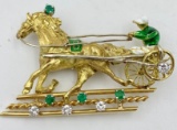 SIGNED CORLETTO ITALY 18K PIN WITH EMERALDS