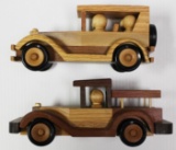 TWO PIECE WOODEN CAR LOT: