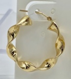 14K YELLOW GOLD TWISTED HOOPS