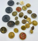 LOT OF 28 VINTAGE AND ANTIQUE MILITARY BUTTONS
