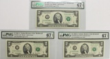 3 PIECES 2003 A $2.00 FEDERAL RESERVE NOTES