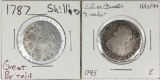 1787 SHUILLING AND 1795 SILVER QUARTER (2 REALES)