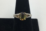 14K Y GOLD SMOKY QUARTZ WITH DIAMOND ACCENTS RING
