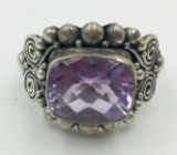 STERLING SILVER RING WITH PURPLE STONE