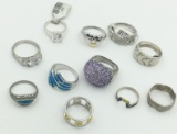 LOT OF 12 STERLING SILVER RINGS