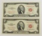 (3) 1953-A AND (4) 1953 $2.00 U.S. NOTES