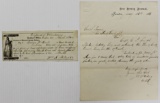 NEW JERSEY ARSENAL CIVIL WAR LETTER & CHECK