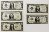 5 PCS. 1928-A $1.00 SILVER CERTIFICATES FUNNYBACKS