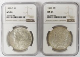 TWO NGC MS64 MORGAN DOLLARS: