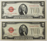 2 PCS 1928-G $2.00 LEGAL TENDERS