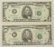 TWO 1977 $5.00 FEDERAL RESERVE 