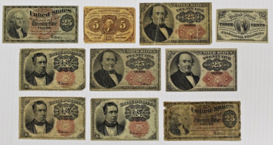 10 PCS. FRACTIONAL CURRENCY