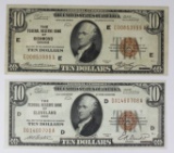 TWO 1929 $10.00 FEDERAL RESERVE BANK NOTES