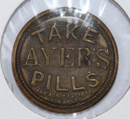 3 CENTS TAKE AYERS PILLS RED STAMP