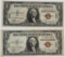 TWO 1935-A $1.00 HAWAII SILVER CERTIFICATES