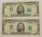 TWO 1981-A $5.00 FEDERAL RESERVE NOTES