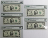 FIVE 2003 $2.00 FEDERAL RESERVE NOTES