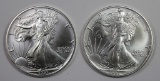 TWO 1991 AMERICAN SILVER EAGLES