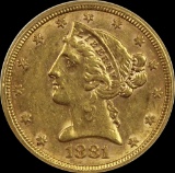 1881 $5.00 GOLD LIBERTY