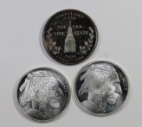 (3) ONE OUNCE SILVER ROUNDS