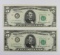 (2) 1963-A $5.00 FEDERAL RESERVE STAR NOTES