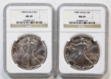 1989 AND 1990 AMERICAN SILVER EAGLES