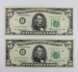 (2) 1963-A $5.00 FEDERAL RESERVE STAR NOTES