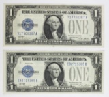 (2) 1928-A $1.00 SILVER CERTIFICATES
