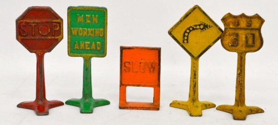 Five 1930's Arcade Cast iron Street Signs