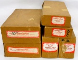 Group of American Flyer prewar 3/16 O gauge track switches and small accessories in OBs