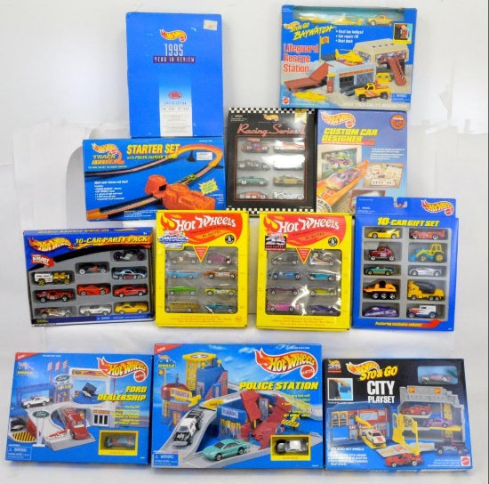 Seven Mattel Hot Wheels Gift Packs and Track Accessories plus 4 Sto & go sets in original boxes