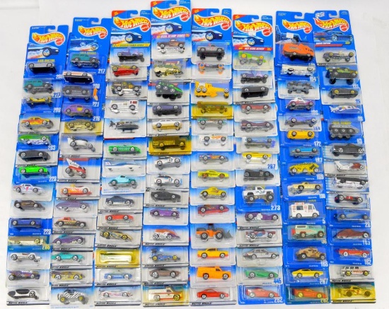 112 Mattel Hot Wheels from the 1990's and 2000's on blister cards