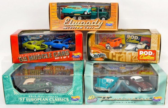 Five 100% Hot Wheels and Collectibles 2 Pack boxed sets
