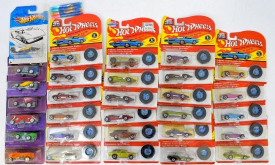 Twenty Three Mattel Hot Wheels Vintage Series and Six 1986 Speed Demon Cars on Cards