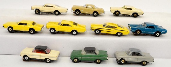 Group of ten vintage Aurora T Jet HO slot cars