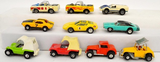 Group of ten vintage Aurora HO slot cars