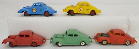 Five Gilbert American Flyer Willy's jalopy slot cars