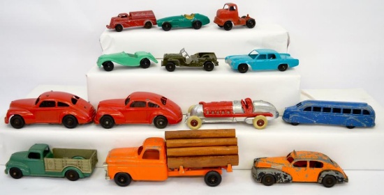 Large group of Hubley and other die cast toy  cars and trucks