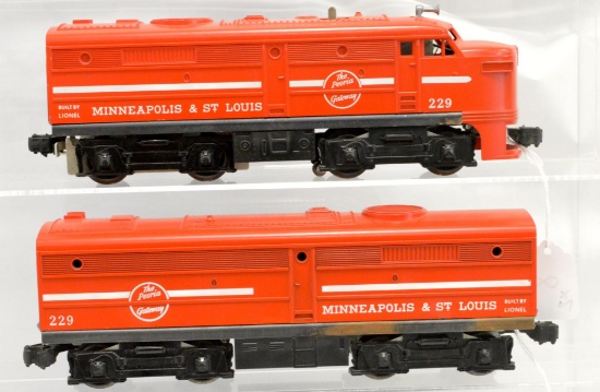 Lionel postwar O gauge 229 Minneapolis & St. Louis Alco AB set