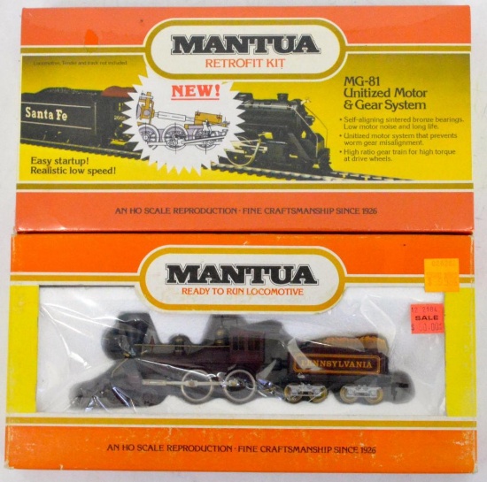 Mantua HO NIB Pennsylvania General & tender plus retrofit motor & gear kit in OBs