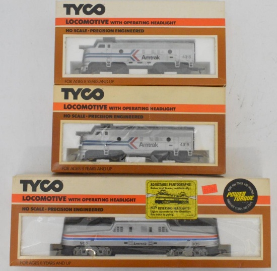 Mint Tyco HO NOS Amtrak GG-1 & two F9 powered diesels in OBs 224-07 251-07