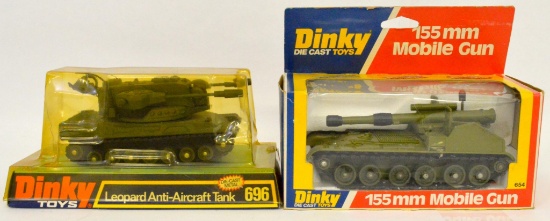 Dinky 654 155mm Mobile Gun & 696 Leopard Anti-Aircraft Tank MIB
